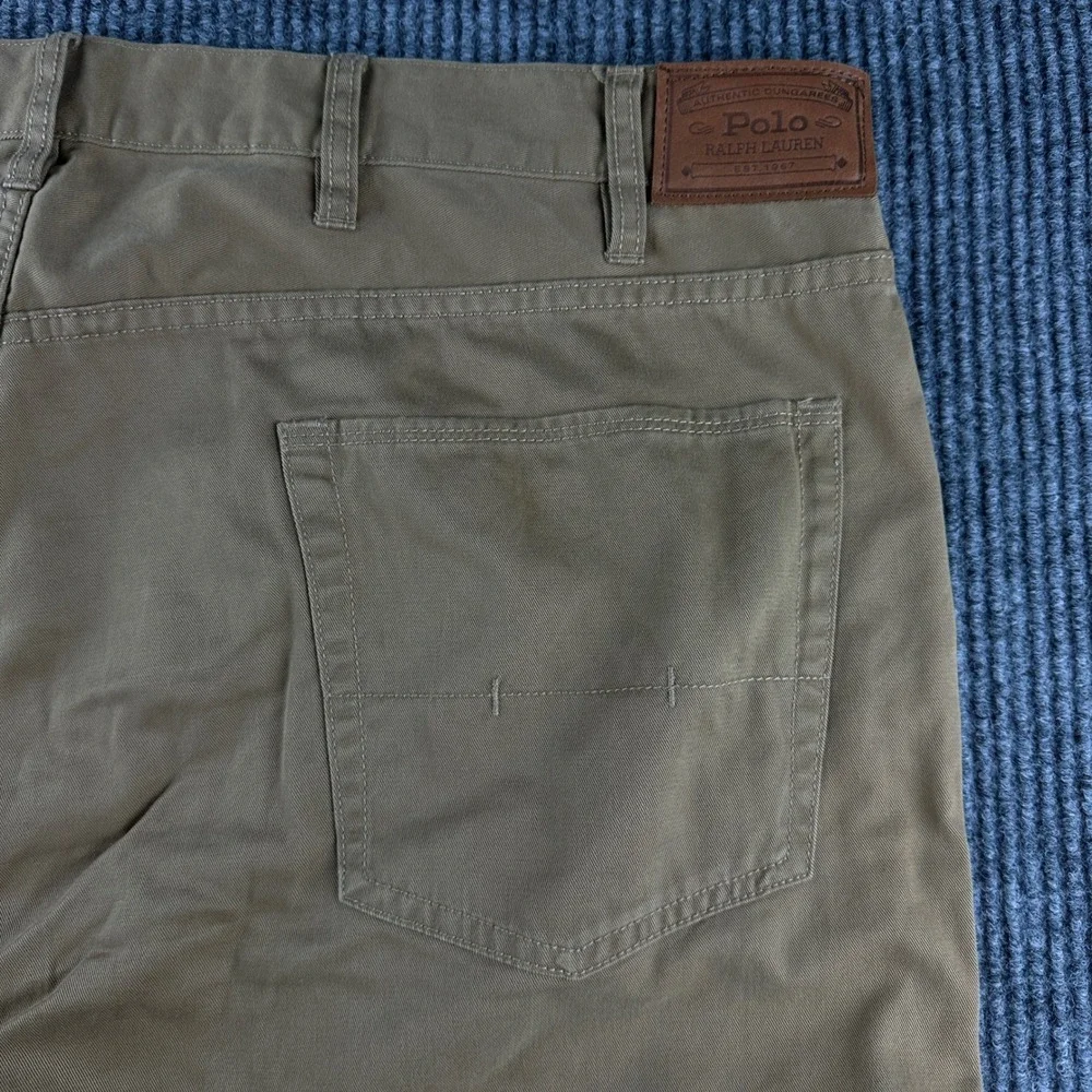 Polo Ralph Lauren Mens Big Tall Tan Khaki Cotton Twill Straight Leg Pants 44x30